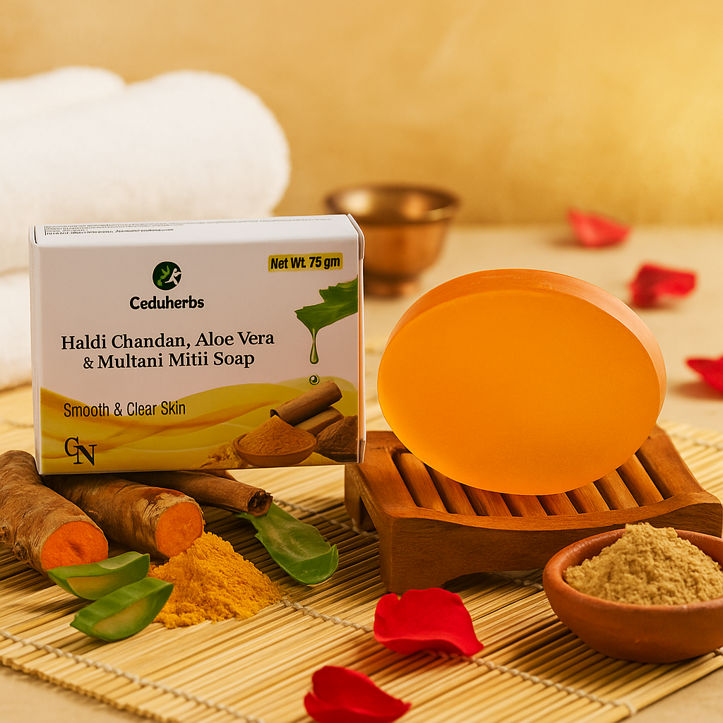 Haldi Chandan, Aloe Vera & Multani Mitti Soap – Ayurvedic Glow & Skin Detox Formula