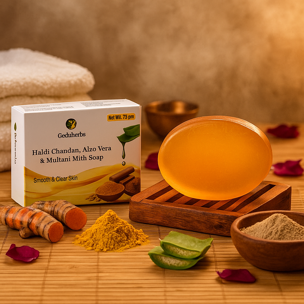 Haldi Chandan, Aloe Vera & Multani Mitti Soap – Ayurvedic Glow & Skin Detox Formula