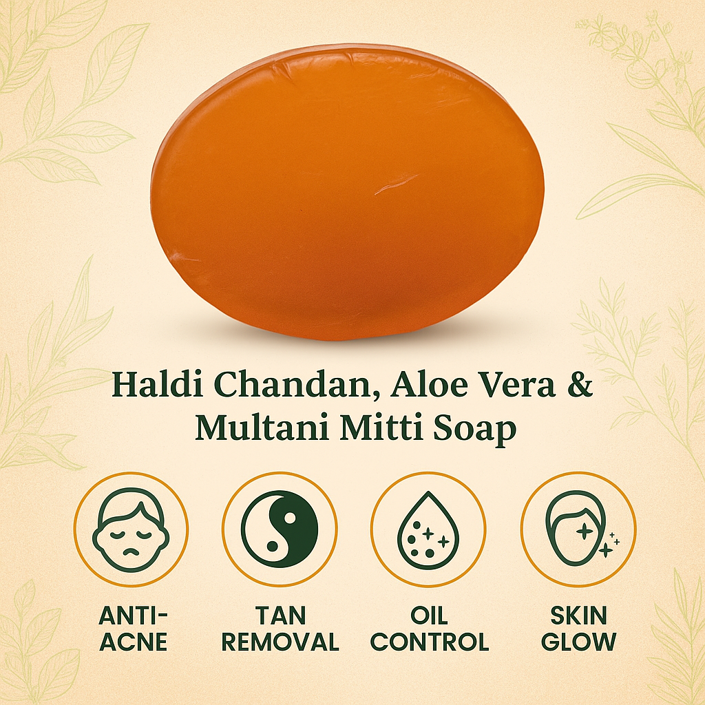 Haldi Chandan, Aloe Vera & Multani Mitti Soap – Ayurvedic Glow & Skin Detox Formula